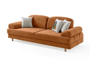 Canapea maro caramiziu din textil pentru 3 persoane Aries Boucle The Home Collection