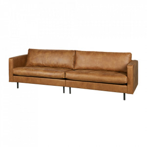 Canapea maro din piele pentru 3 persoane Rodeo Classic Cognac Be Pure Home