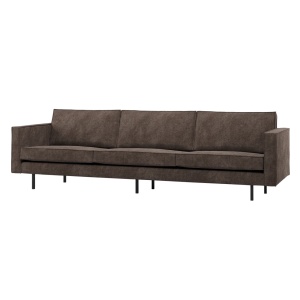Canapea maro din textil pentru 3 persoane Rodeo Rib Woood