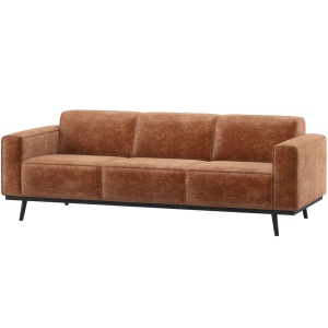 Canapea maro teracota deschis/neagra din catifea pentru 3 persoane Statement Woood