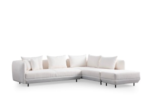 Canapea modulara alba din textil 310 cm Floransa The Home Collection