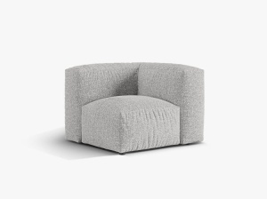 Canapea modulara argintie din textil pentru 1 persoana Martina Boucle Corner Micadoni