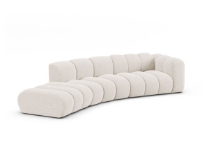 Canapea modulara bej deschis din textil pentru 5 persoane Lupine Chenille Right Micadoni