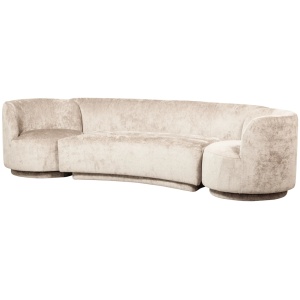 Canapea modulara crem din textil pentru 4 persoane Combi Woood