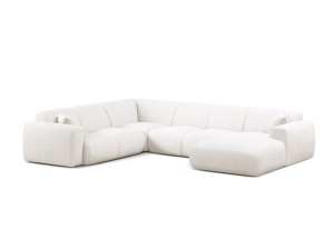 Canapea modulara cu colt alba din textil pentru 6 persoane Molino Panoramic Boucle Left Micadoni