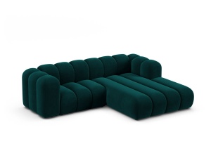 Canapea modulara cu colt albastru petrol din catifea pentru 3 persoane Lupine Right Micadoni