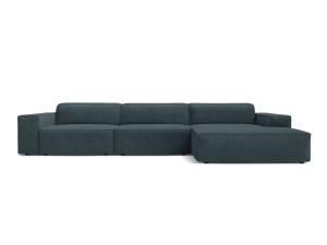 Canapea modulara cu colt albastru petrol din textil pentru 4 persoane Jodie Liberty Right Micadoni