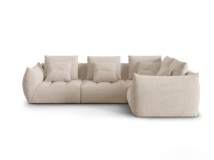 Canapea modulara cu colt bej deschis din textil pentru 3 persoane Bloom Structural Right Micadoni