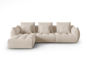Canapea modulara cu colt bej deschis din textil pentru 5 persoane Bloom Wind Left Micadoni