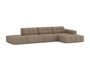 Canapea modulara cu colt bej inchis din textil pentru 5 persoane Jennifer Chenille Right Micadoni