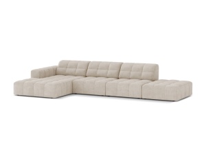 Canapea modulara cu colt bej inchis din textil pentru 5 persoane Jennifer Chenille Left Micadoni