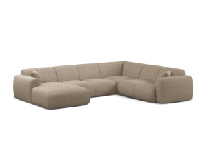 Canapea modulara cu colt bej inchis din textil pentru 6 persoane Molino Panoramic Chenille Eden Right Micadoni