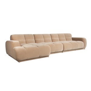 Canapea modulara cu colt din textil bej pentru 6 persoane Hazel Left Zuiver