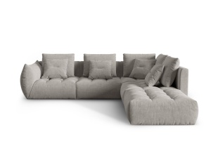 Canapea modulara cu colt gri deschis din textil pentru 4 persoane Bloom Wind Right Micadoni