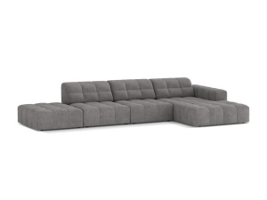 Canapea modulara cu colt gri deschis din textil pentru 5 persoane Jennifer Chenille Right Micadoni