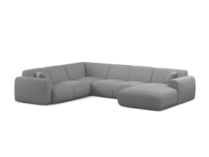 Canapea modulara cu colt gri deschis din textil pentru 6 persoane Molino Panoramic Chenille Eden Left Micadoni