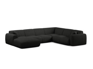 Canapea modulara cu colt neagra din textil pentru 6 persoane Molino Panoramic Boucle Right Micadoni