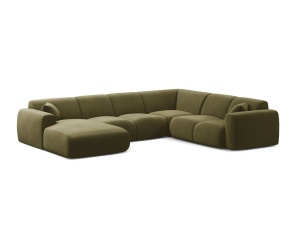 Canapea modulara cu colt verde deschis din catifea pentru 6 persoane Molino Panoramic Right Micadoni
