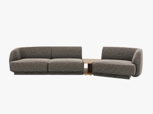 Canapea modulara cu masa de cafea gri din textil pentru 3 persoane Miley Chenille Right Micadoni