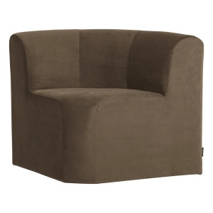 Canapea modulara grej din catifea 80 cm Mojo Bench Corner Woood