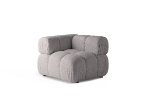 Canapea modulara gri deschis din textil pentru 1 persoana Bellis Boucle Corner Micadoni
