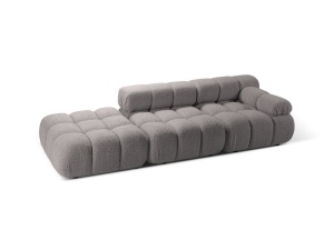 Canapea modulara gri deschis din textil pentru 4 persoane Bellis Boucle Left Micadoni