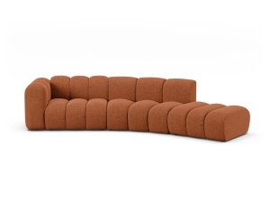 Canapea modulara maro caramiziu din textil pentru 5 persoane Lupine Chenille Left Micadoni