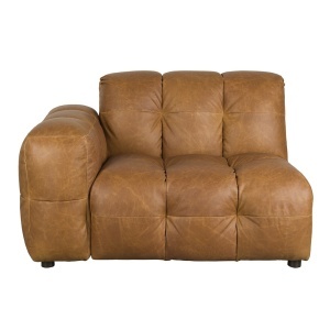 Canapea modulara maro coniac din piele 132 cm Hackman Corner Left Dutchbone
