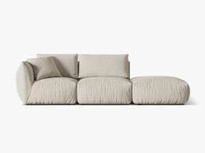 Canapea modulara nude din textil pentru 3 persoane Chris Left Micadoni