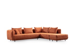 Canapea modulara portocalie din textil 310 cm Floransa The Home Collection