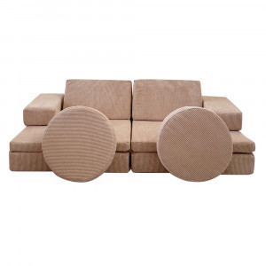 Canapea modulara roz din textil pentru 2 persoane Puzzle The Home Collection