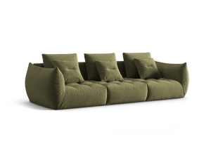 Canapea modulara verde deschis din catifea pentru 4 persoane Bloom Micadoni