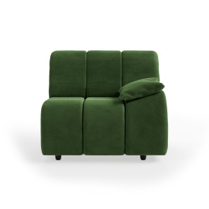 Canapea modulara verde din catifea 98 cm Wave Right Low Arm HKliving