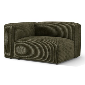 Canapea modulara verde muschi din textil pentru 1 persoana Martina Corduroy Left Micadoni