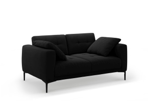 Canapea neagra din catifea pentru 2 persoane Bemy Velvet Micadoni