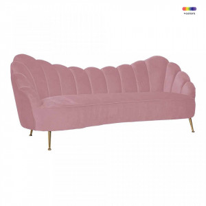 Canapea roz/aurie din catifea si inox pentru 3 persoane Cosette Richmond Interiors