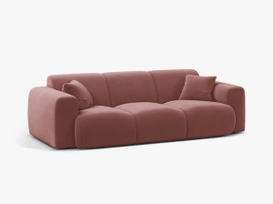 Canapea roz flamingo din catifea pentru 3 persoane Molino Casfor Micadoni