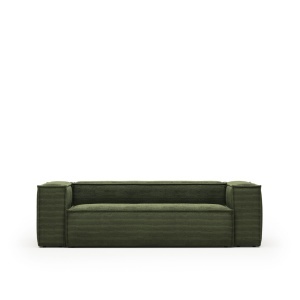 Canapea verde din catifea pentru 3 persoane Blok FR Kave Home