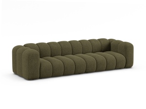Canapea verde din textil pentru 4 persoane Lupine Chenille Micadoni