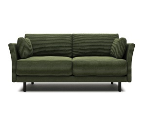 Canapea verde/neagra din textil pentru 2 persoane Gilma Corduroy FR Kave Home