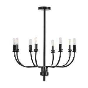Candelabru din metal negru cu 6 becuri Amy Thai Natura