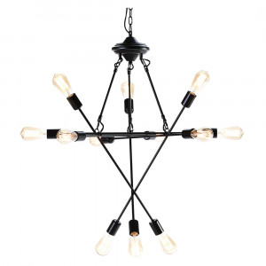 Candelabru negru din metal cu 12 becuri Atterley Thai Natura