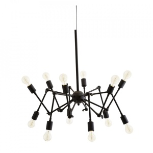 Candelabru negru din metal cu 12 becuri Oka Madam Stoltz