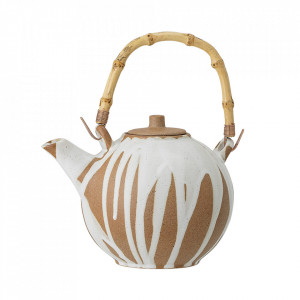 Ceainic alb/maro din ceramica si bambus 800 ml Iris Creative Collection