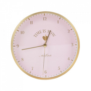 Ceas de masa rotund roz/auriu din aluminiu 15 cm Time Is Now Miss Etoile