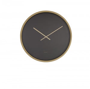 Ceas negru rotund din otel si alama 60 cm Time Bandit Black/Brass Zuiver