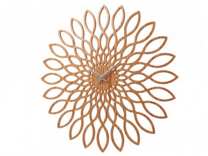 Ceas perete rotund maro din MDF 60 cm Sunflower Present Time