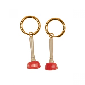 Cercei aurii din metal Sink Plunger Seletti