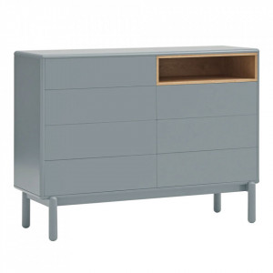 Comoda gri perlat/maro din lemn 120 cm Corvo Teulat