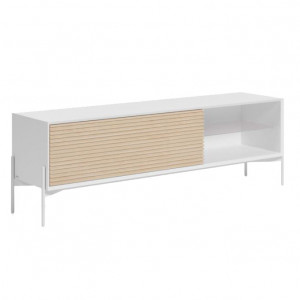 Comoda TV alba/maro din MDF si lemn de frasin 168 cm Marielle Kave Home